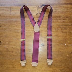 Trafalgar Grosgrain Adjustable Suspenders Maroon w/red stripe Non Stretch